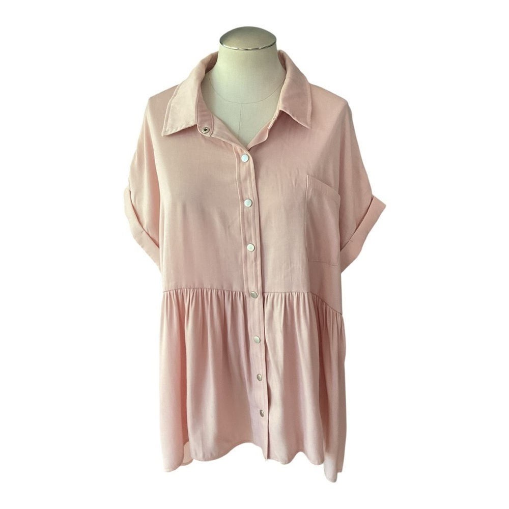 Pink Button-Up Women's Tunic